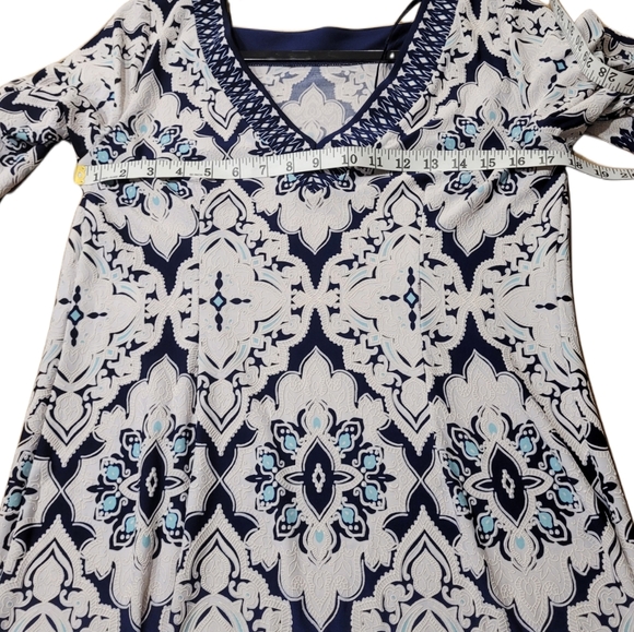 Studio One New York Pullover Print Dress Size Medium Navy White - Picture 5 of 8
